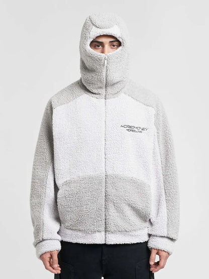 Manteau d'hiver en laine d'agneau pour homme, ample, décontracté, contraste, épissure, capuche, fermeture éclair, vêtements d'extérieur, peluche, épais, chaud, couple