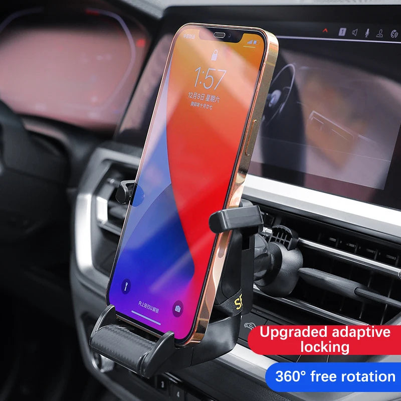 360 Carbon Fiber Pattern Racing Seat Shaped Car Phone Bracket GPS Support For Different Phone Models Air Vent Universal Tools