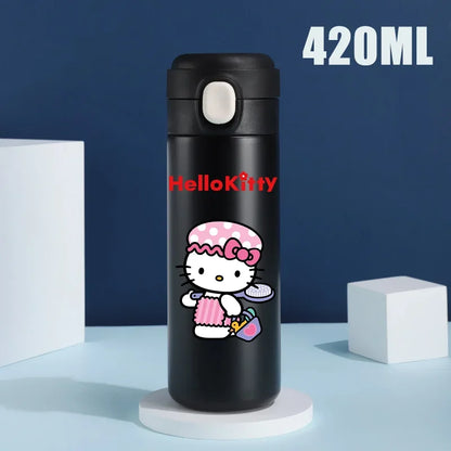 Sanrio 420 ML Thermos Mug Hello Kitty Cartoon 304 Stainless Steel Portable Water Cup Travel Water Bottle Kawaii Cups Kids Gifts