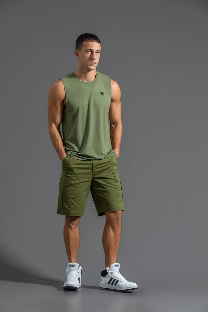 Plus Size Men's Sport Fitness Vest Cotton Trendy Sleeveless T-Shirt Shoulder Vest Casual Top Clearance Special Price