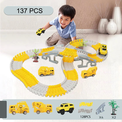 333pcs DIY Race Flexible Railway Racing Play Game Set Track Rail Car Toys Children Bend Electronic Educational for Magic Brain