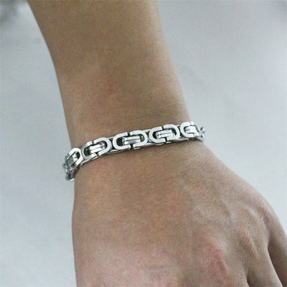 8MM Men's Thick Stainless Steel Byzantine Box Chains Jewelry Silver Color Male Chain Bracelet for Husband Boyfriend Gift