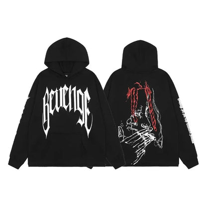 American Street Style Pattern Printed Hooded Sweater Men's and Women's Autumn and Winter Casual Fashion Couple's Coat