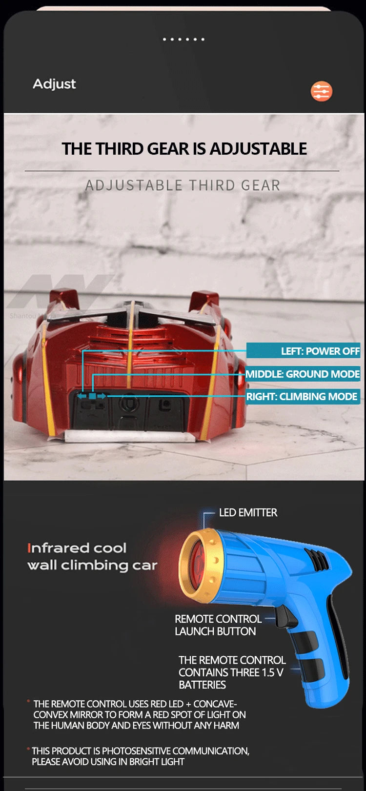 RC Car Stunt Infrared Laser Tracking Wall Ceiling Climbing Vehicle Toys For Children Remote Control Cars Follow Light Gifts boys