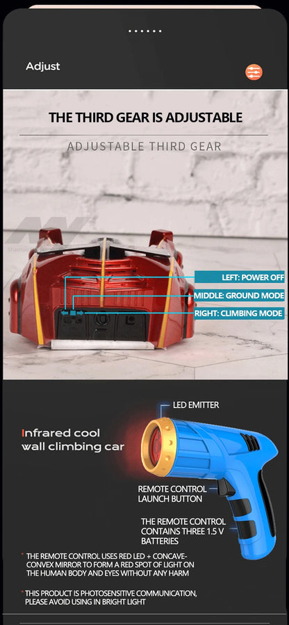 RC Car Stunt Infrared Laser Tracking Wall Ceiling Climbing Vehicle Toys For Children Remote Control Cars Follow Light Gifts boys