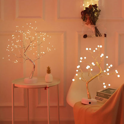 36/72/108 Bonsai Tree Led Lamp Table Usb Room Fairy Bedside Light 8modes Wire Bedroom Tabletop Night Switch Lights Christmas Diy