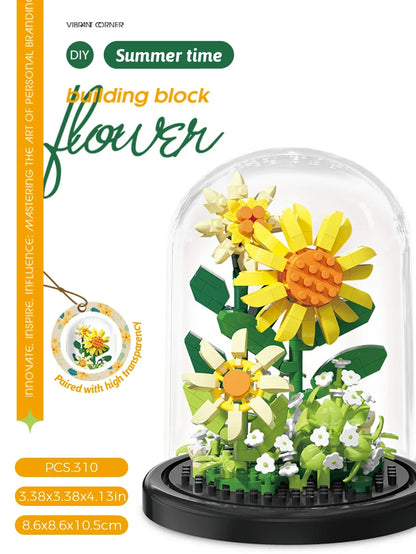 Building block bouquet assembly toy children's puzzle building block toy parent-child interactive desktop decoration