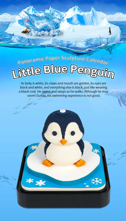 Omoshiroi Block 3D Memo Pad Calendar 2025 Cute Penguin 3D Paper Carved Sticky Notes Miniature Items Office Accessories Love Gift