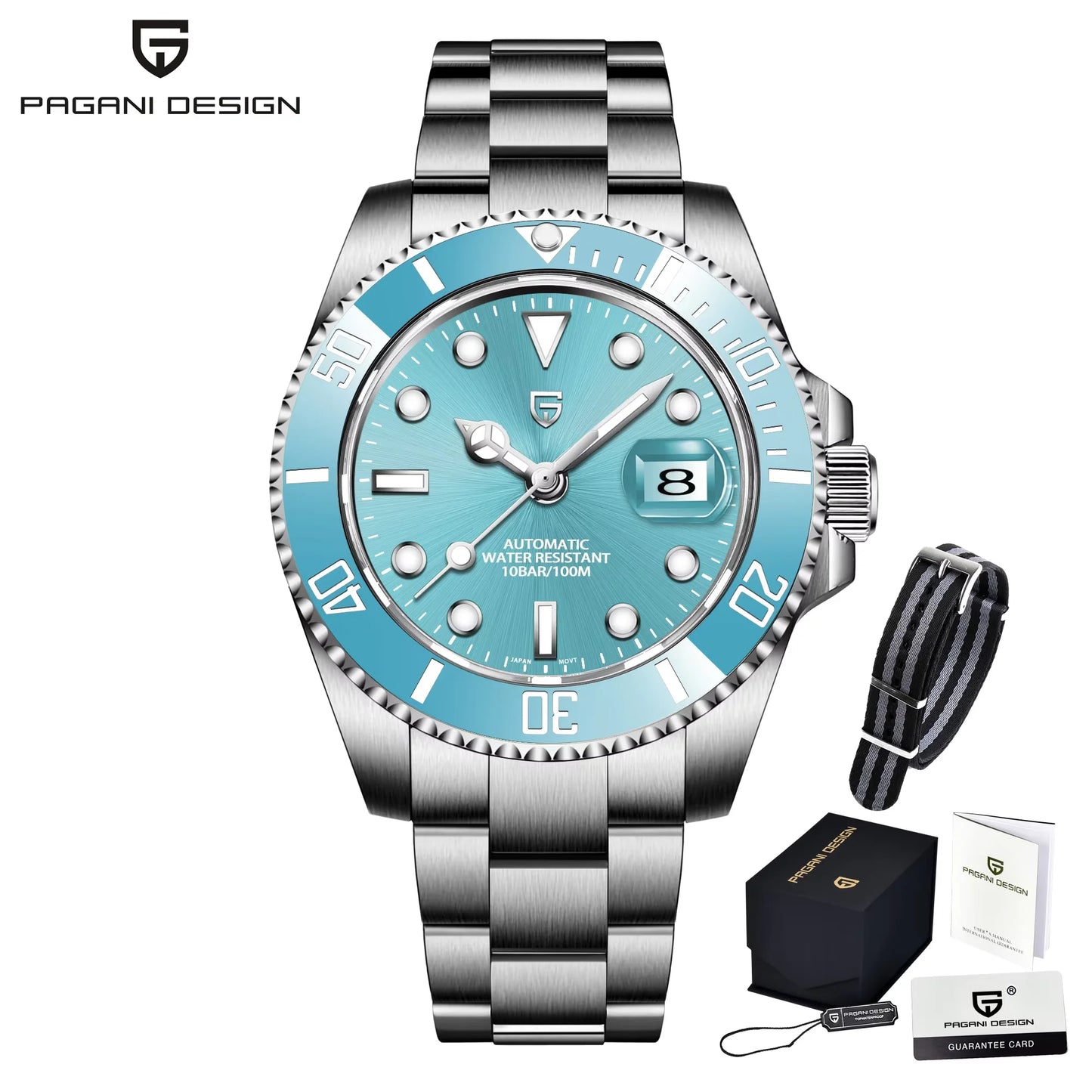 PAGANI DESIGN PD1661 Water Ghost Watch 40MM Luxury Automatic Mechanical Watches NH35 Auto Date Sport Dive BGW-9 Watch For Men