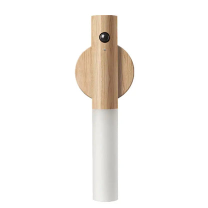 Luz LED de pared portátil e inteligente para interiores, luz nocturna para pasillo, carga USB, sensor de movimiento con grano de madera, activación por inducción