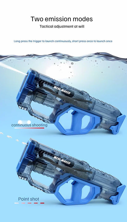 2024 New High Capacity transparent Continuous Fully Automatic Electric Water Gun Toys Summer Outdoor Powerful Playing For Kids