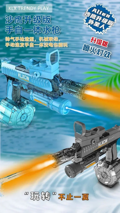 Pistola de agua automática de juguete con doble LED, pistola de agua eléctrica para disparar Glock, juguetes de piscina para playa para niños, regalos para adultos