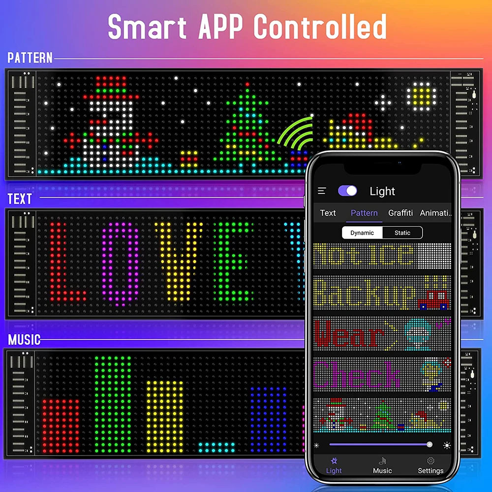 USB LED 5V Matrix Pixel Panel Light Bluetooth App Control Scrolling Advertising LED Car Sign Animation Programmable For Car Shop