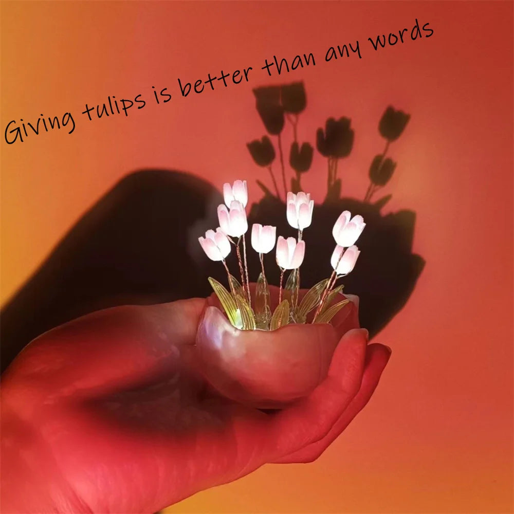 Tulip Pumpkin Nightlight DIY Tulip Night Light Cute Handmade Tulip Flower DIY Bedside Lamp for Birthday Christmas Gift Romantic