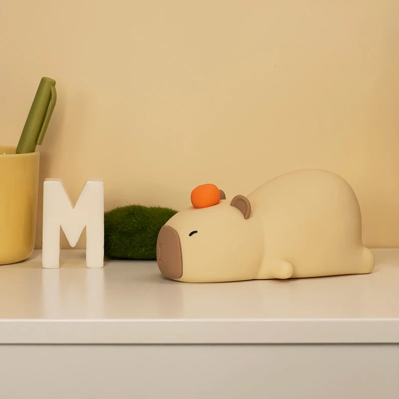 Capybara Cute Silicone LED Cartoon Night Light USB Rechargeable Dimming Sleep Night Lamp For Children's Room Decor Birthday Gift
