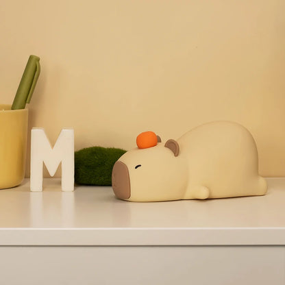 Capybara Cute Silicone LED Cartoon Night Light USB Rechargeable Dimming Sleep Night Lamp For Children's Room Decor Birthday Gift