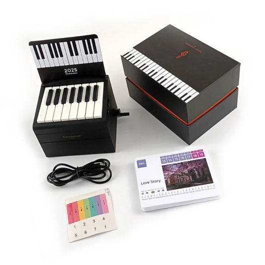 Calendrier de bureau pour petit piano à 15 touches 2025 avec paroles de musique et 28 cartes Texture plastique Convient pour la famille et les amis