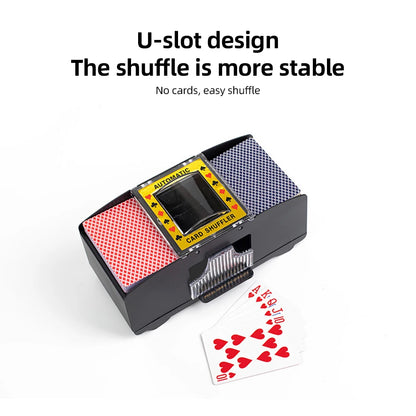 Mélangeur de cartes automatique 1/2 jeux Mélangeur de cartes de poker électrique Mélangeur à piles USB pour jeux de cartes Fête à domicile