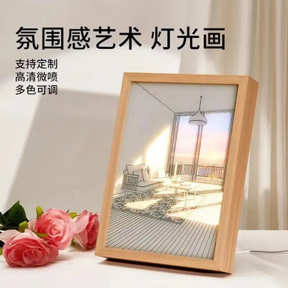 Anime Figure One Piece Light Painting Photo Frame Zoro Luffy Led Night Light Birthday Bedroom Decor Christmas Gifts Moon Lamp
