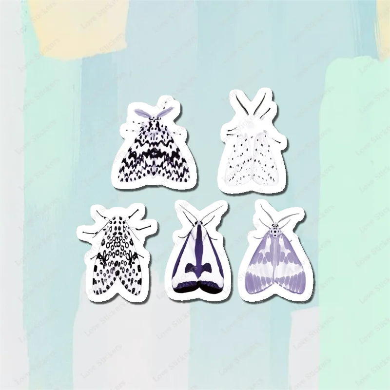 Pastel Moths 5PCS Stickers for Living Room Bumper Anime Cute Kid Car Art Print Window Home Decor