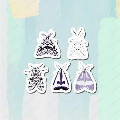 Pastel Moths 5PCS Stickers for Living Room Bumper Anime Cute Kid Car Art Print Window Home Decor