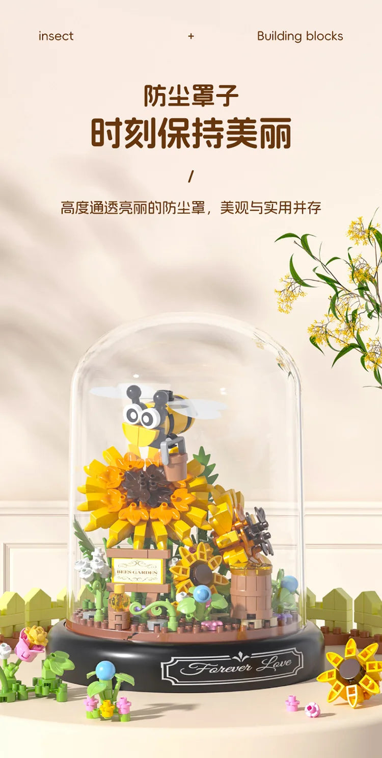 Adults Bouquet Flowers Micro Building Blocks Construction Set for Children Girl 9 to 12 Years Old Animal Insert Mini Bricks Toys