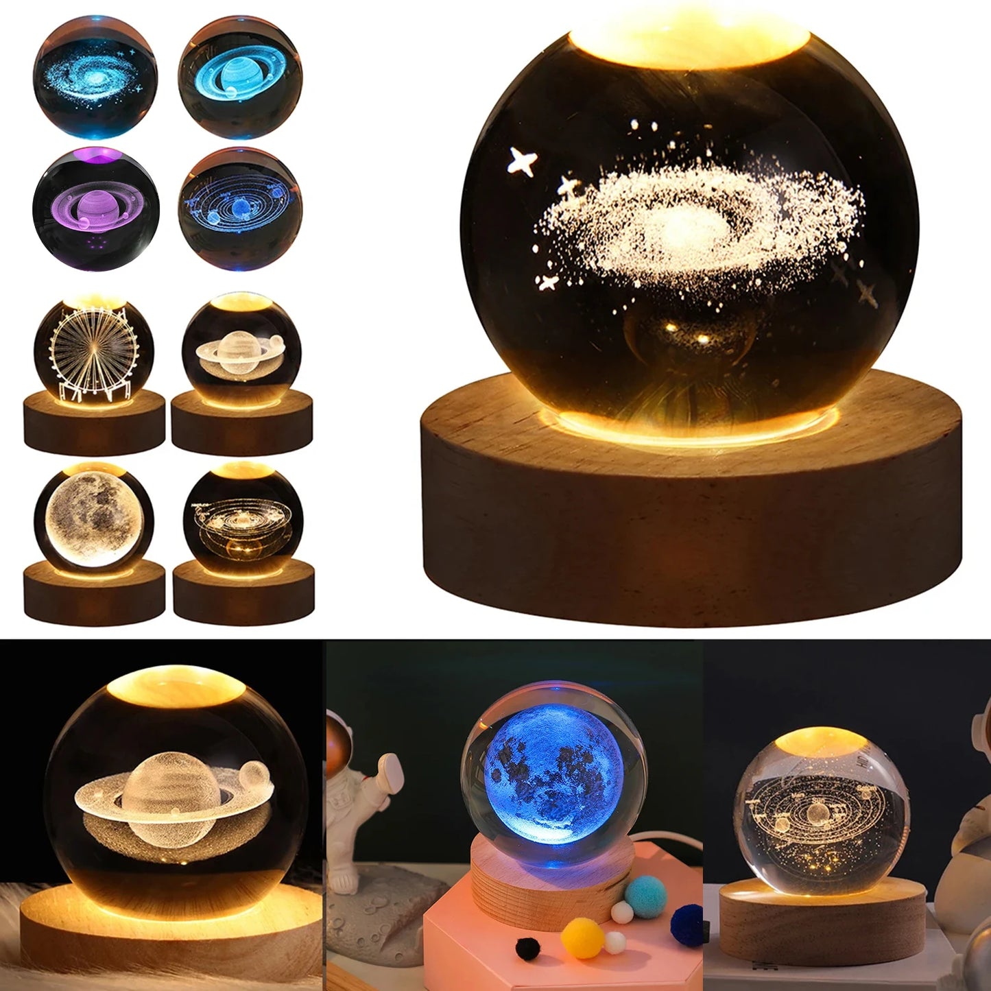 3D Pokemon Crystal Poke Ball Figure Toys 5CM Mimikyu Planet Axolotl Night Light LED Lamp Base Gift for Kid Adult