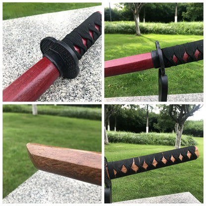 60cm Demon Katana Wood Sword Cosplay Performance Props Ninja Sword Toy For Children Aikido Wooden  Knife