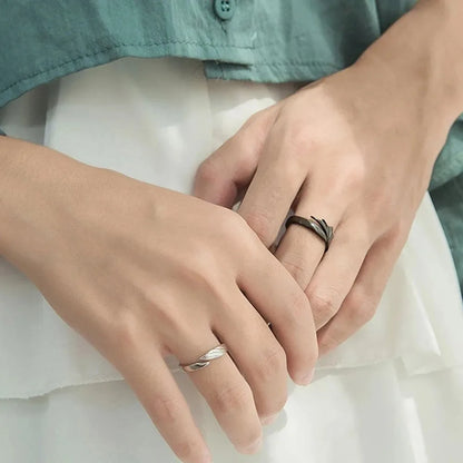 Simple Couple Ring Men and Women Adjustable Sun and Moon Ring Set Angel Demon Dragon Open Ring Niche Party Couple Gift Jewelry