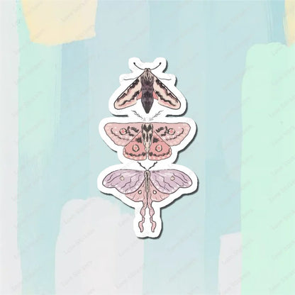 Pastel Moths 5PCS Stickers for Living Room Bumper Anime Cute Kid Car Art Print Window Home Decor