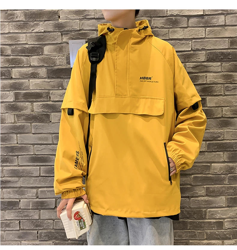 2024 New Autumn Streetwear Men Jackets Zipper Up Jacket Windbreaker Harajuku Thin Coats Loose Harajuku Oversized Outwear