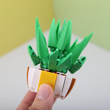 Simulation Succulents Flowers Bricks Plants Bonsai Cactus Aloe Vera DIY Assembled Toy Building Blocks Creative Kids Toys Gift