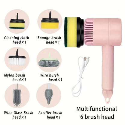2/4/6Brush Electric Spin Scrubber, Rechargeable Cleaning Brush, Floors, Carpets, Bathrooms, Kitchens, Cordless Handheld Washer