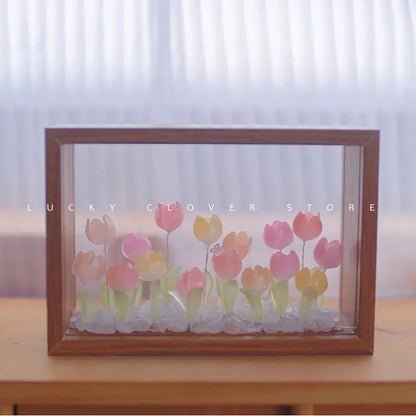 Tulip Nightlight Photo Frame Eternal Flower Home Decor DIY Cute Ornaments Birthday Gift Valentine's Day Surprise Christmas