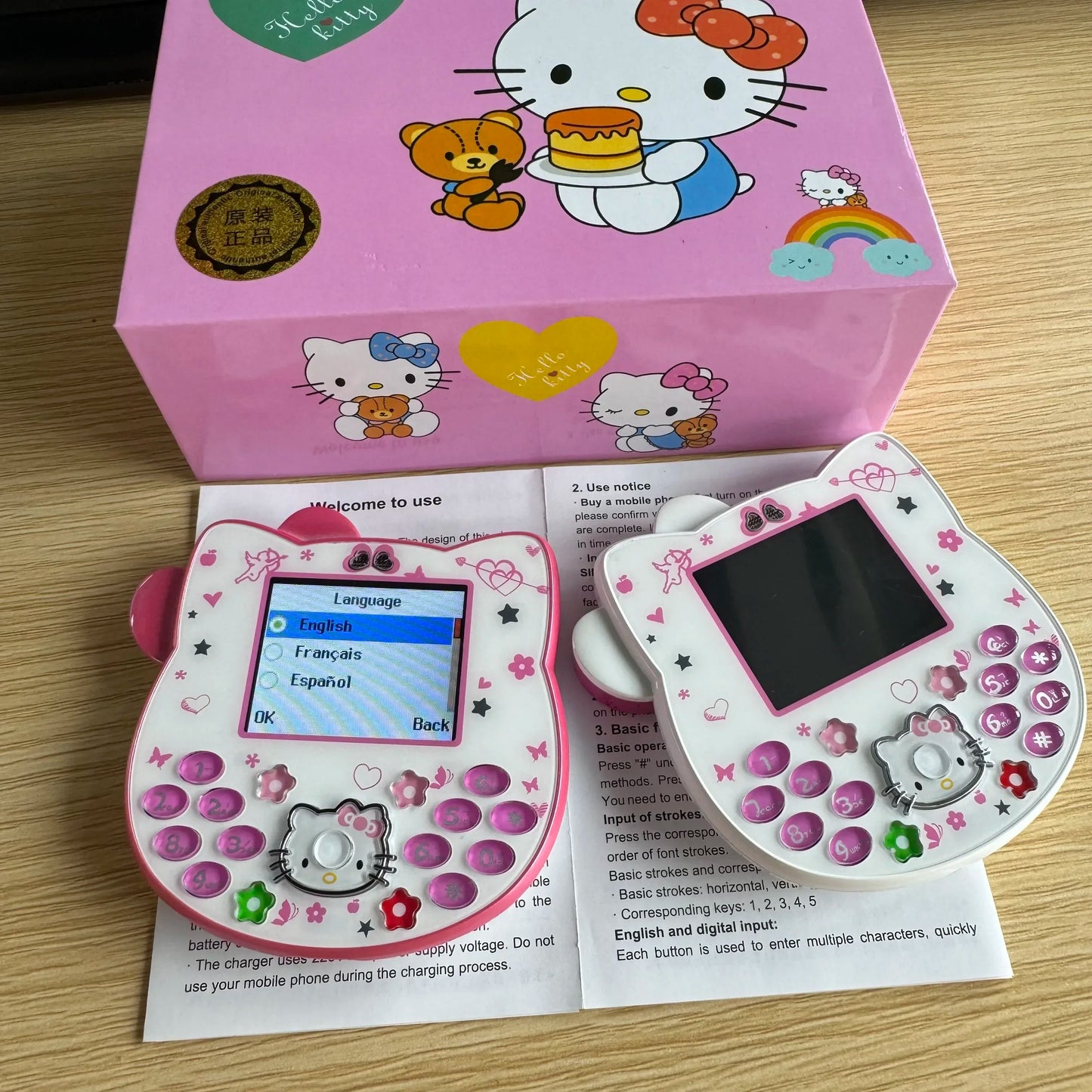 2024Hot Sanrio Hello Kitty Kawaii Mini Flip Phone I68 Girl Mobile Phone Student Anime Phone Music Mobile Phone Kid Birthday Gift