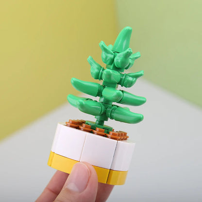 Simulation Succulents Flowers Bricks Plants Bonsai Cactus Aloe Vera DIY Assembled Toy Building Blocks Creative Kids Toys Gift