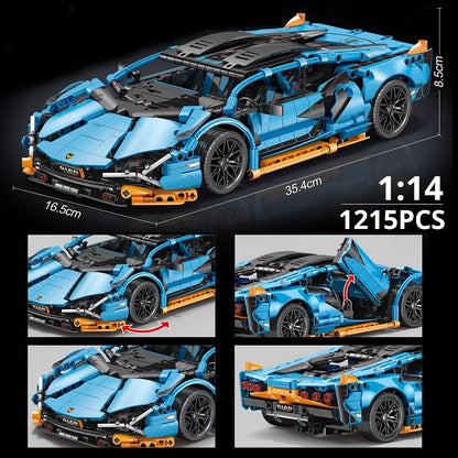 1280 pièces 1:14 blocs de construction voiture MOC City Speed ​​véhicule de course automobile de luxe avec super coureurs briques jouets pour enfants cadeau.