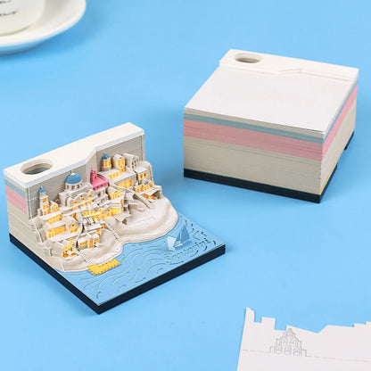 2024 Time Piece Calendar with Light Sculpture Notepad 3D Memo Pad Calendar Tear-Away for Home Office Desktop Decoration Gift
