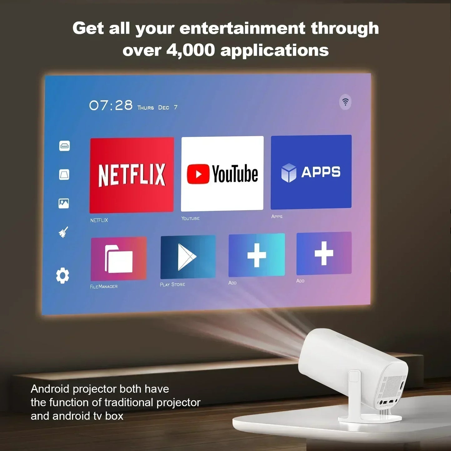 P30 Smart Mini Projector Android 11 WiFi6 Support 4K 1080P BT5.0 Projector 1280*720P Home Cinema Portable Projector