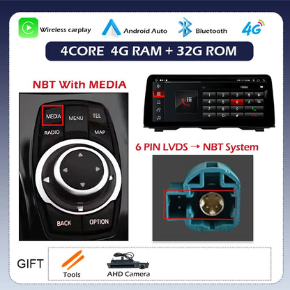 Android 14 Wireless CarPlay For BMW 5 Series F10 F11 2011 - 2017 CIC NBT System Car Radio Multimedia Video Player Navigation GPS