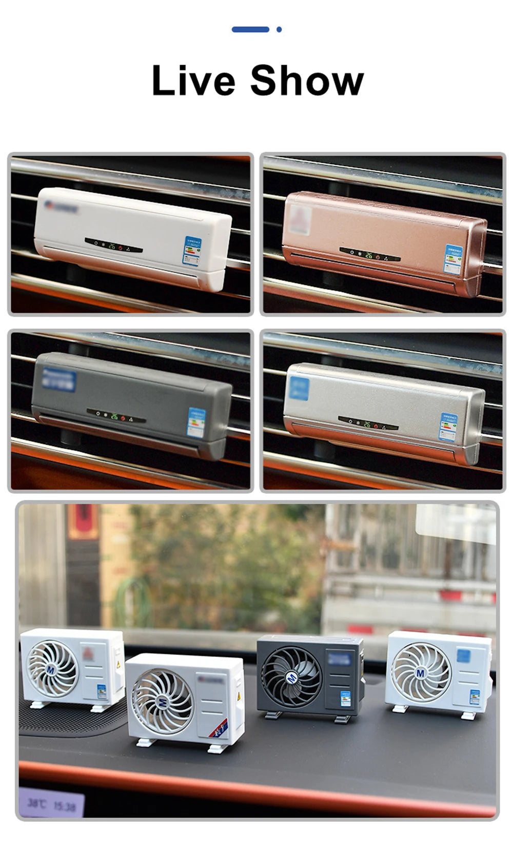 Air Conditioning Car Air Conditioner Shape Model Dashboard Ornaments Solar Powered Air Vent Clip Vehicle Decoration