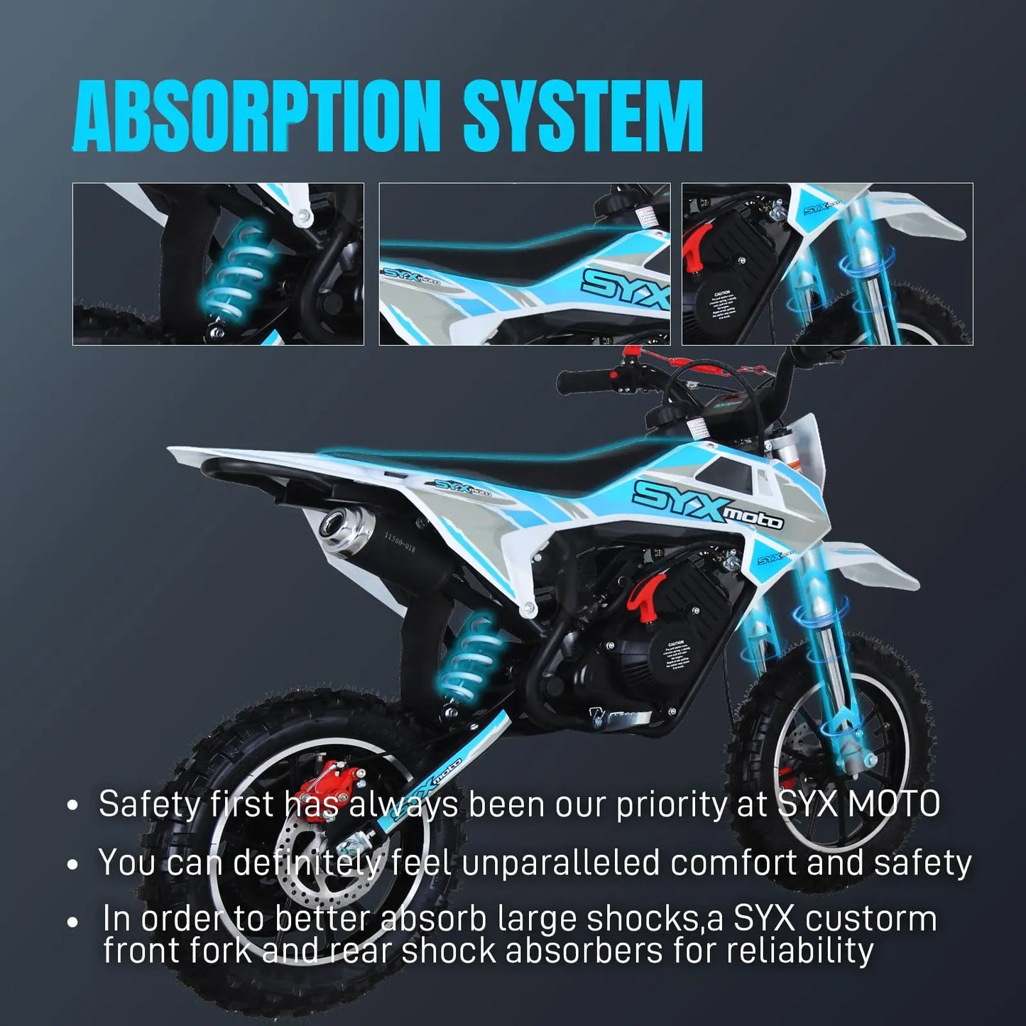 58cc Dirt Bike for Kids Off-Road Motorcycle with 4-Stroke Gas Power Sport Mini Motorcycle Gasoline Kart Children Racing Motobike