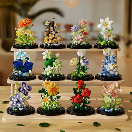 Building block bouquet assembly toy children's puzzle building block toy parent-child interactive desktop decoration