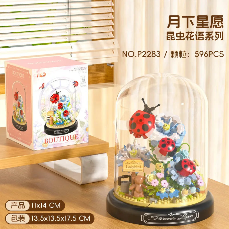 Adults Bouquet Flowers Micro Building Blocks Construction Set for Children Girl 9 to 12 Years Old Animal Insert Mini Bricks Toys