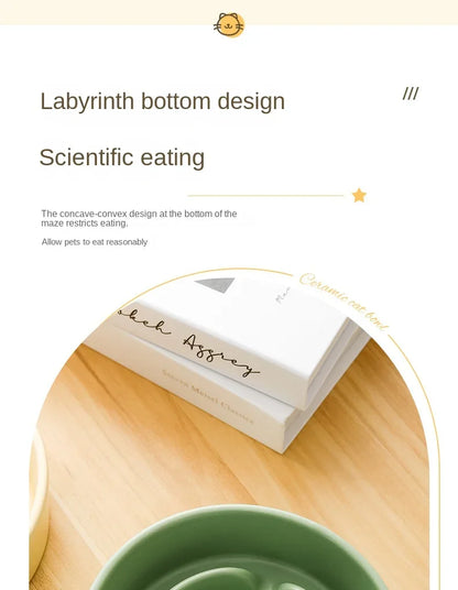 Slow Feeder Cat Bowl Ceramic Cat Food Bowl for Cervical Spine Protection Anti-choking Cat Slow Feeding Dish Bowl Pet Supplies