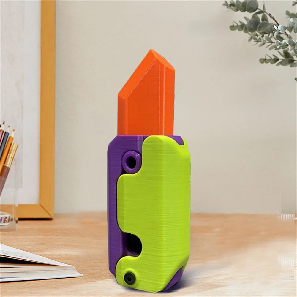 3D Printing Gravity Knife Cub Jumping Small Radish Knife Mini Model Pendant Push Card Decompression Toy Mini Butterfly Knife
