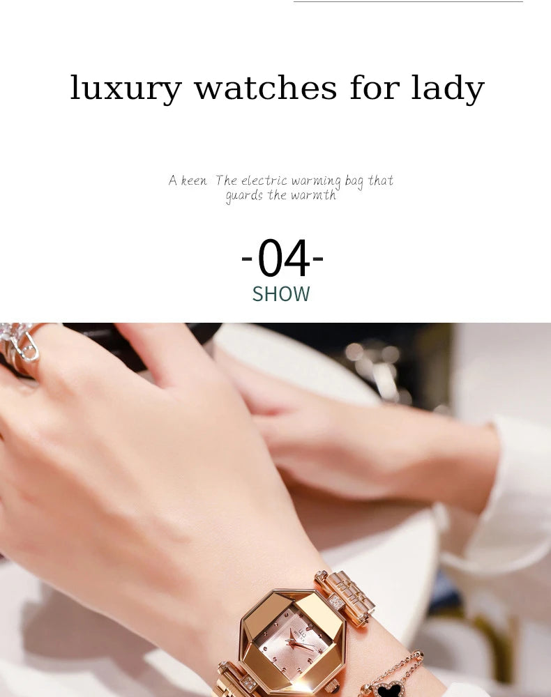 relogio feminino 2024 Luxury Brand Diamond Women Watch Rose Gold Quartz Ladies Wrist Watches Stainless steel Clock Female Watch