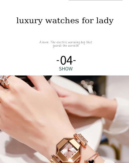 relogio feminino 2024 Luxury Brand Diamond Women Watch Rose Gold Quartz Ladies Wrist Watches Stainless steel Clock Female Watch