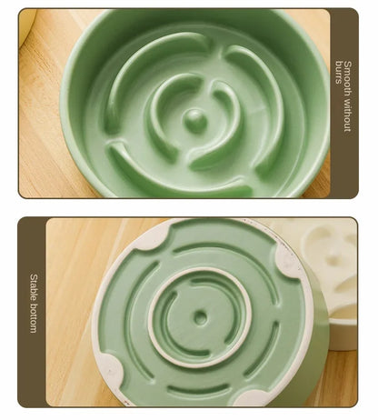 Slow Feeder Cat Bowl Ceramic Cat Food Bowl for Cervical Spine Protection Anti-choking Cat Slow Feeding Dish Bowl Pet Supplies