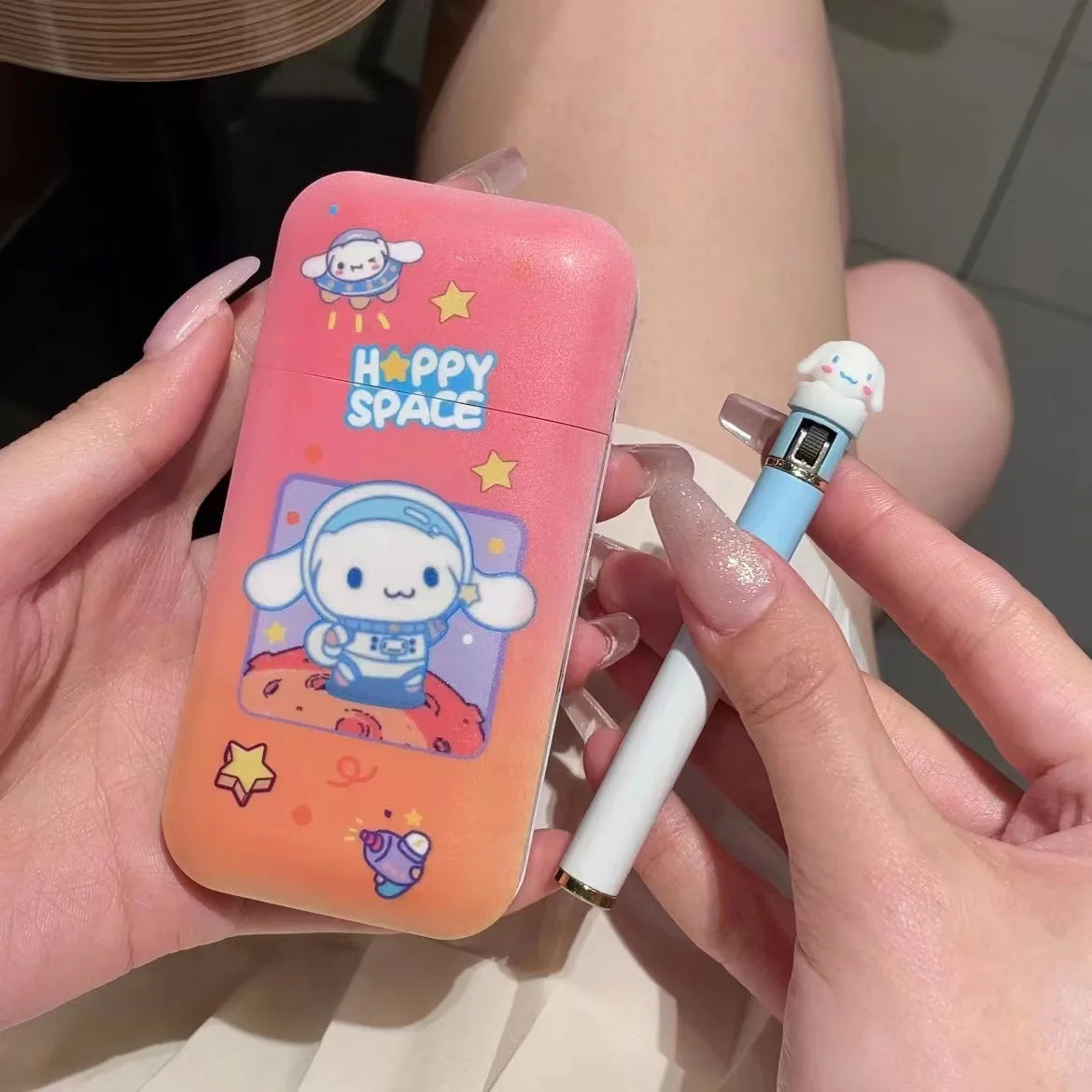 Sanrioed Kuromi Lighter Kawaii Cartoon Anime Cinnamoroll My Melody Creative Personalized Cool Pattern Y2K Boyfriend Friend Gift